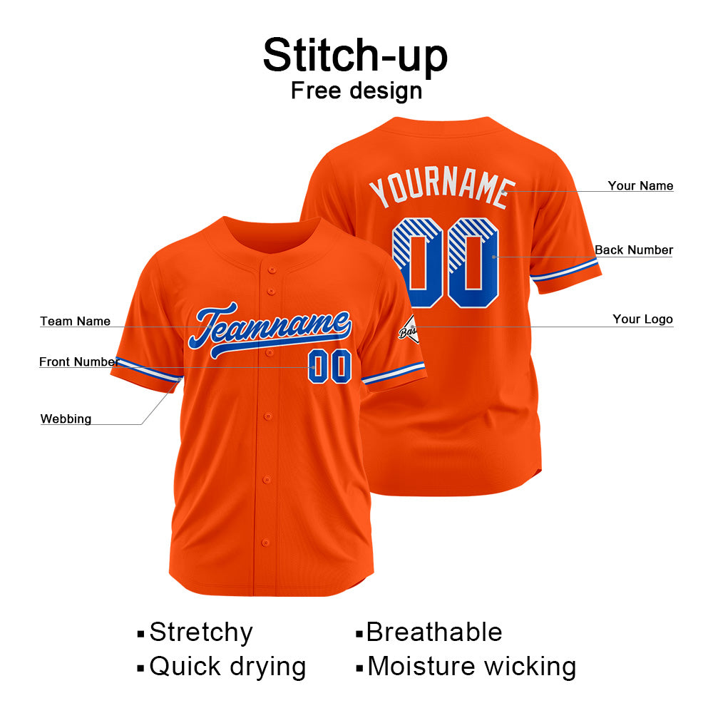 Benutzerdefinierte Authentisch Baseball-Trikot Orange Netz