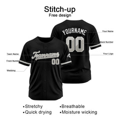 Benutzerdefinierte Authentisch Baseball-Trikot Schwarz Netz