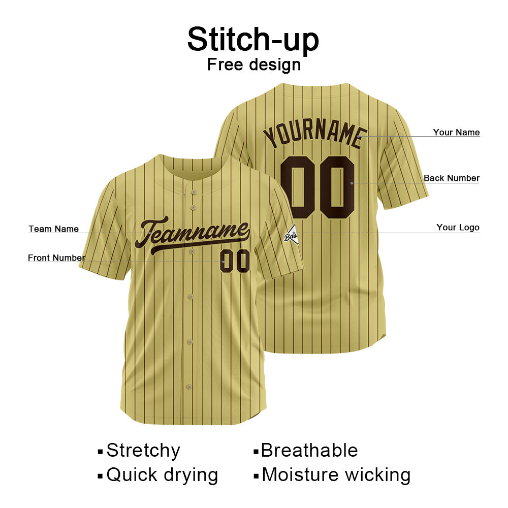 Benutzerdefinierte Authentisch Baseball  Nadelstreifen Gold-Braun Netz