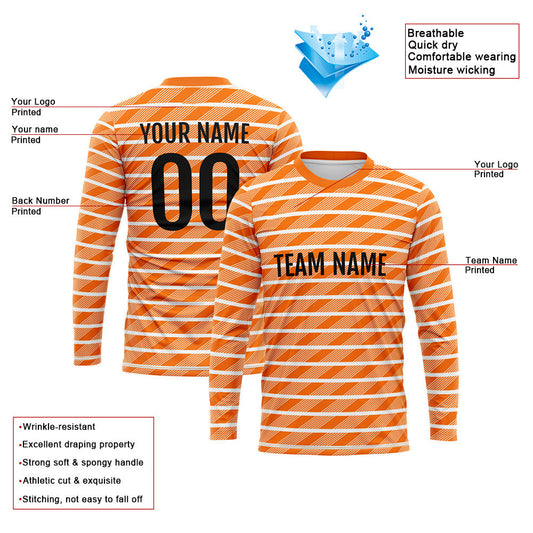 Kundenspezifisches Basketball Fußball Fußball Schießen langes T-Shirt für Erwachsene und Kinder Orange