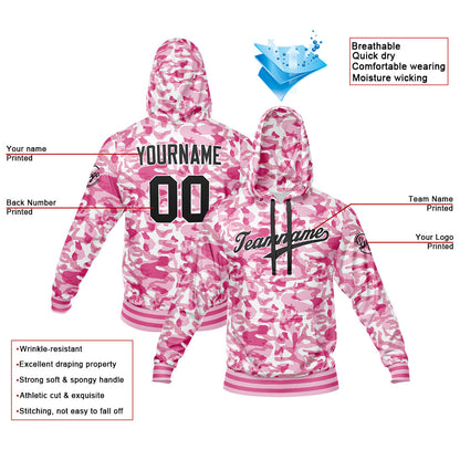Benutzerdefiniert Tarnung Sport Jersey Satz Trainingsanzug Zur Seite fahren Kapuzenpullover Oberteile und Hose Satz Rosa