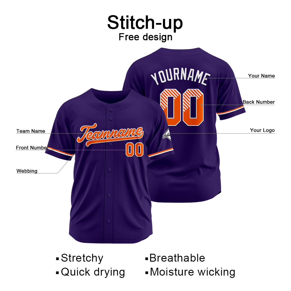 Benutzerdefinierte Authentisch Baseball-Trikot Lila Netz