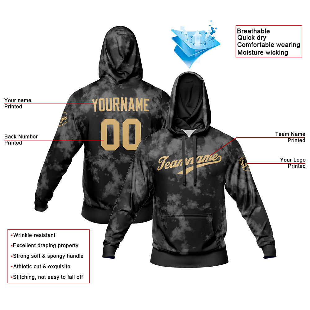 Benutzerdefiniert Gebatikt Sport Jersey Satz Schwarz-Grau-Gold
