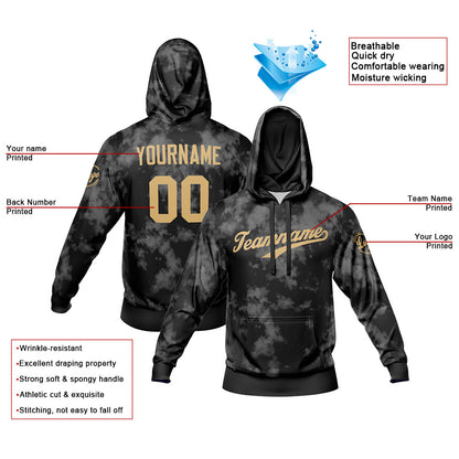 Benutzerdefiniert Gebatikt Sport Jersey Satz Schwarz-Grau-Gold