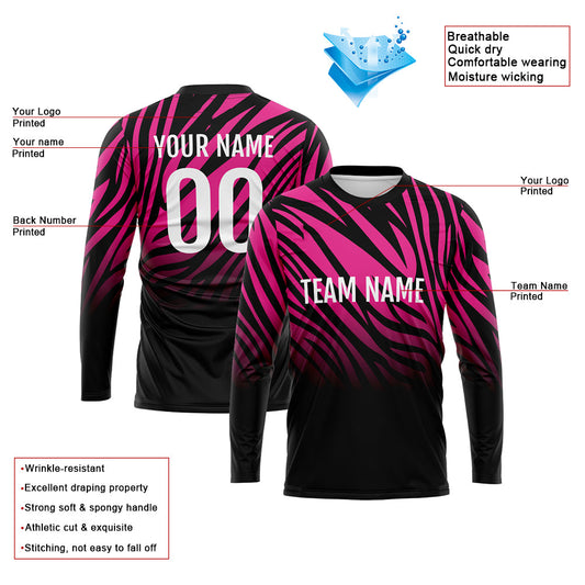 Kundenspezifisches Basketball Fußball Fußball Schießen langes T-Shirt für Erwachsene und Kinder Schwarz-Rosa