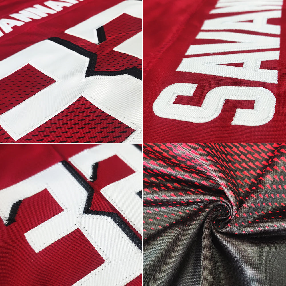 Benutzerdefinierte Authentisch Farbverlauf Mode Fußballleibchen Rot-Schwarz-Weiß Gittergewebe