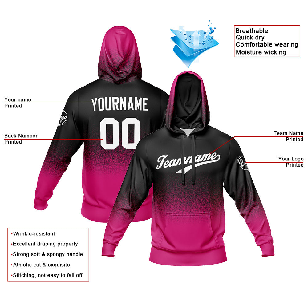 Maßgeschneidertes Verlaufsfarben Hoodie Set  Freizeit-Sportbekleidung in Rosa Schwarz und Weiß