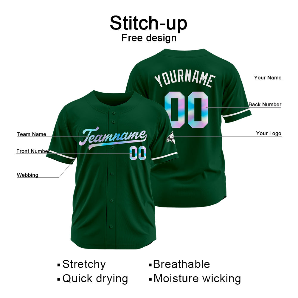 Benutzerdefinierte Authentisch Baseball-Trikot Dunkelgrün Netz