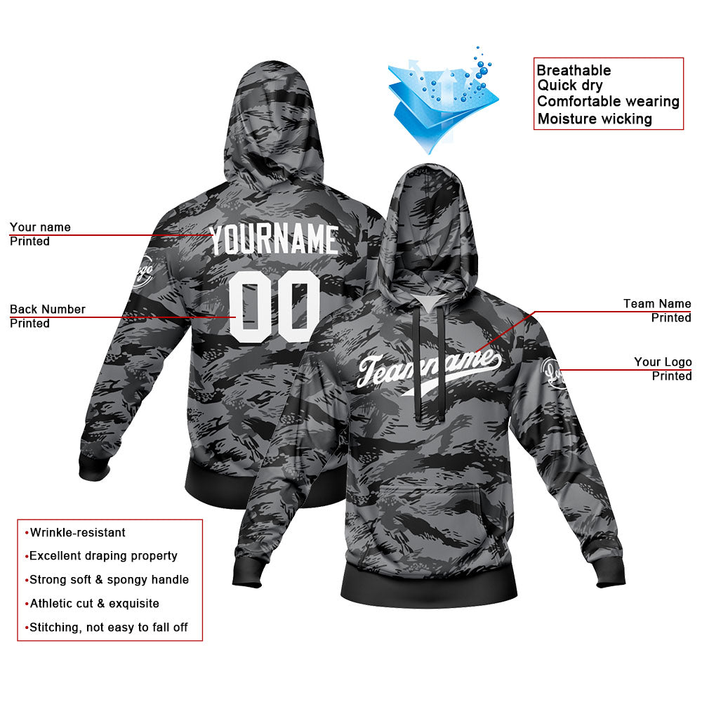 Benutzerdefiniert Tarnung Sport-Hoodie-Oberteil und Hosen-Set Schwarz