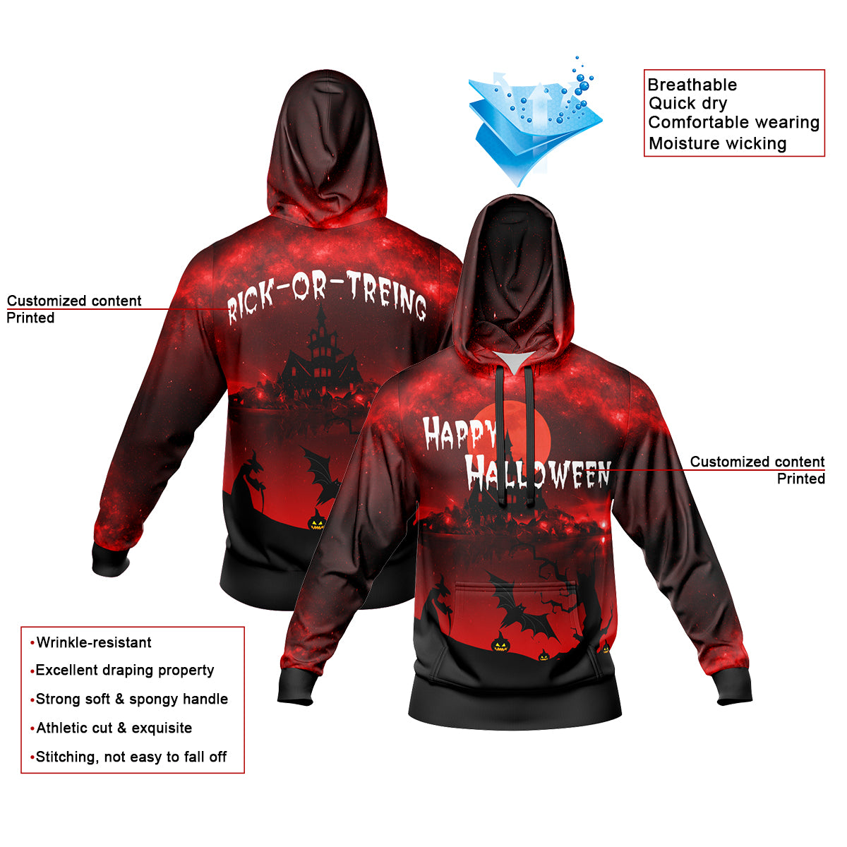 Benutzerdefinierter personalisierter Halloween-Hoodie für Halloween-Langarm-Sweatshirts für Erwachsene und Kinder, leichte, lässige Pullover-Oberteile