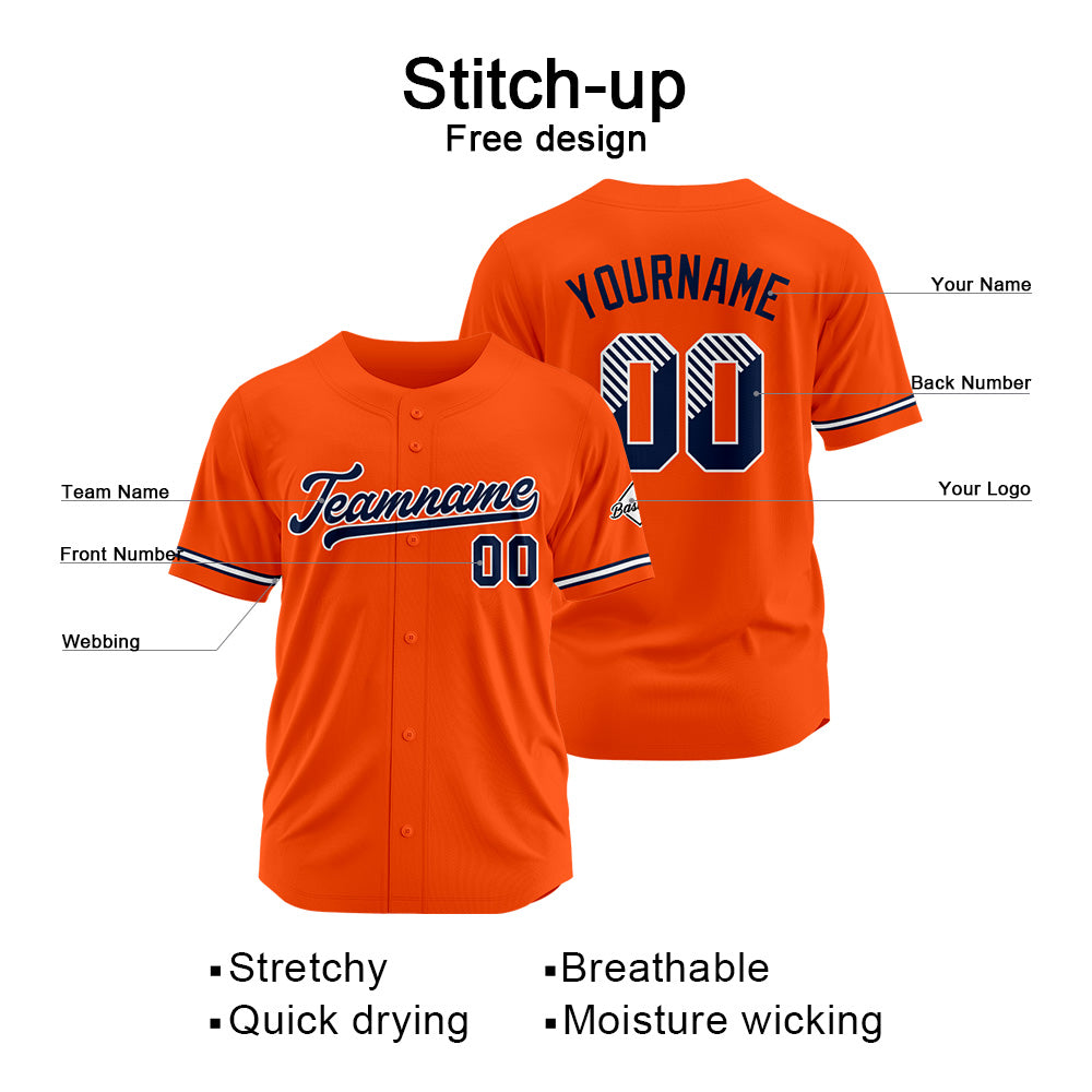 Benutzerdefinierte Authentisch Baseball-Trikot Orange Netz