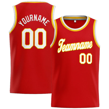 Benutzerdefinierte Authentisch  Basketball Trikot Rot-Weiß-Gelb