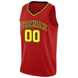 Benutzerdefinierte Authentisch  Basketball Trikot Rot-Schwarz-Neon Gelb