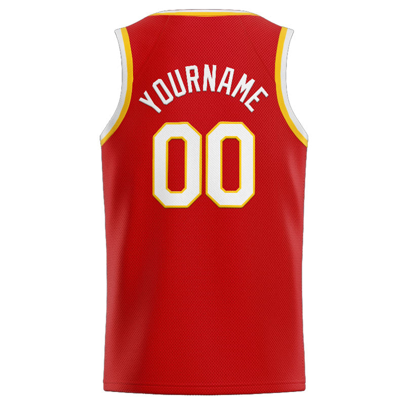 Benutzerdefinierte Authentisch  Basketball Trikot Rot-Weiß-Gelb