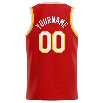 Benutzerdefinierte Authentisch  Basketball Trikot Rot-Weiß-Gelb