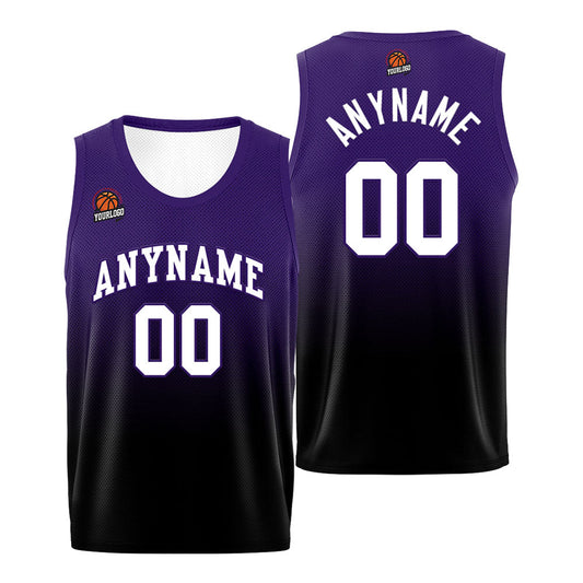 Benutzerdefinierte Basketball Jersey personalisiert genäht Name&Number&Logo Schwarz&Lila