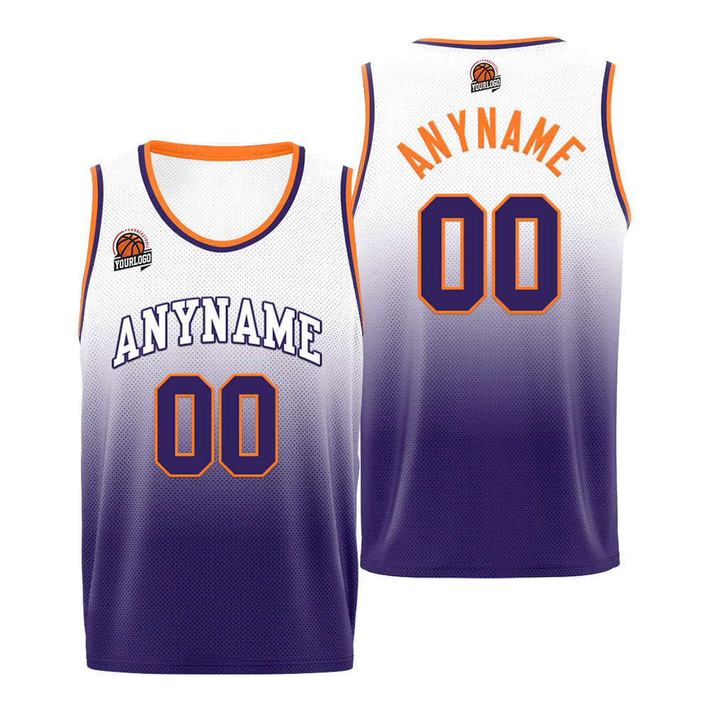 Benutzerdefinierte Basketball Jersey personalisiert genäht Name&Number&Logo Lila&Orange