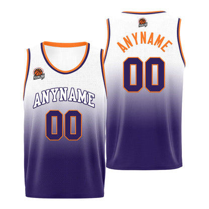 Benutzerdefinierte Basketball Jersey personalisiert genäht Name&Number&Logo Lila&Orange
