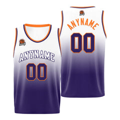 Benutzerdefinierte Basketball Jersey personalisiert genäht Name&Number&Logo Lila&Orange