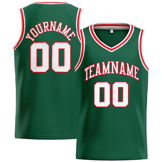 Benutzerdefinierte Authentisch  Basketball Trikot Grün-Weiß-Rot