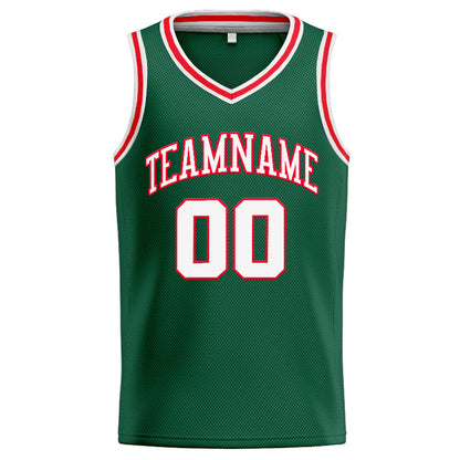 Benutzerdefinierte Authentisch  Basketball Trikot Grün-Weiß-Rot