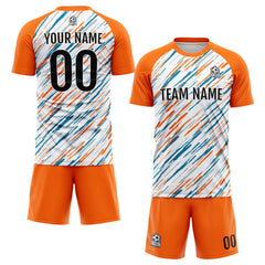 Benutzerdefinierte Fußball Trikots für Männer Frauen Personalisierte Fußball Uniformen für Erwachsene und Kind Weiß&Orange