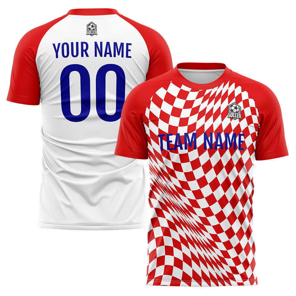Benutzerdefinierte Fußball Trikots für Männer Frauen Personalisierte Fußball Uniformen für Erwachsene und Kind Rot-Weiß