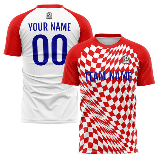 Benutzerdefinierte Fußball Trikots für Männer Frauen Personalisierte Fußball Uniformen für Erwachsene und Kind Rot-Weiß