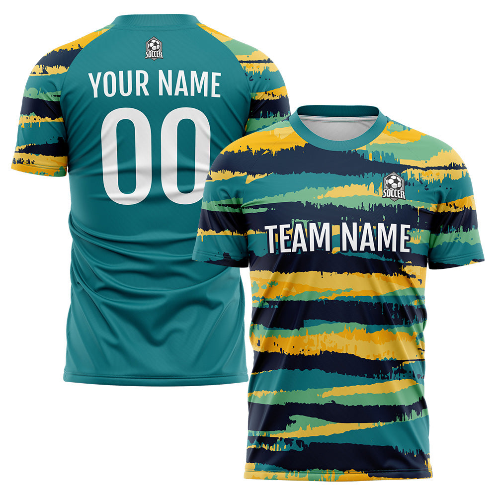 Benutzerdefinierte Fußball Trikots für Männer Frauen Personalisierte Fußball Uniformen für Erwachsene und Kind Teal