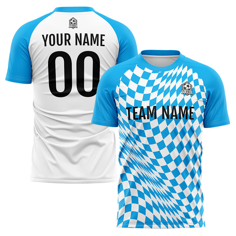 Benutzerdefinierte Fußball Trikots für Männer Frauen Personalisierte Fußball Uniformen für Erwachsene und Kind Blau-Weiß