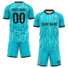 Benutzerdefinierte Fußball Trikots für Männer Frauen Personalisierte Fußball Uniformen für Erwachsene und Kind Teal&Schwarz