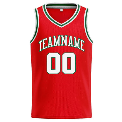 Benutzerdefinierte Authentisch  Basketball Trikot Rot-Weiß-Grün