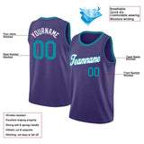 Benutzerdefinierte Authentisch  Basketball Trikot Blaugrün-Lila-Weiß