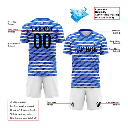 Benutzerdefinierte Fußball Trikots für Männer Frauen Personalisierte Fußball Uniformen für Erwachsene und Kind Blau