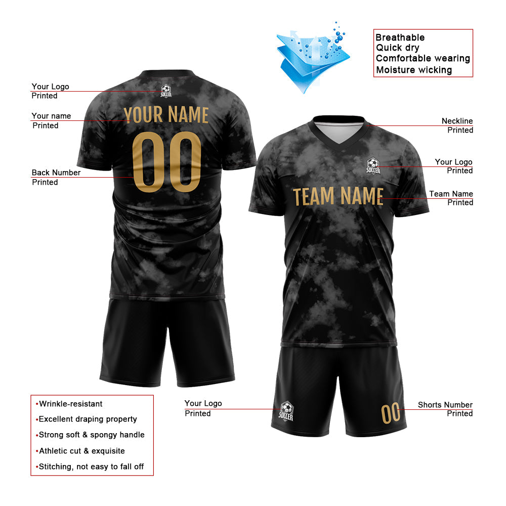 Benutzerdefinierte Fußball Trikots für Männer Frauen Personalisierte Fußball Uniformen für Erwachsene und Kind Grau-Schwarz