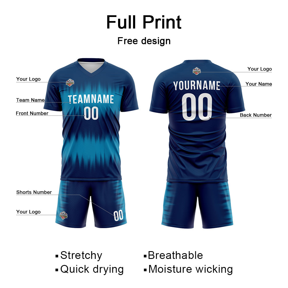 Benutzerdefinierte Fußball Trikots für Männer Frauen Personalisierte Fußball Uniformen für Erwachsene und Kind Marine-Teal
