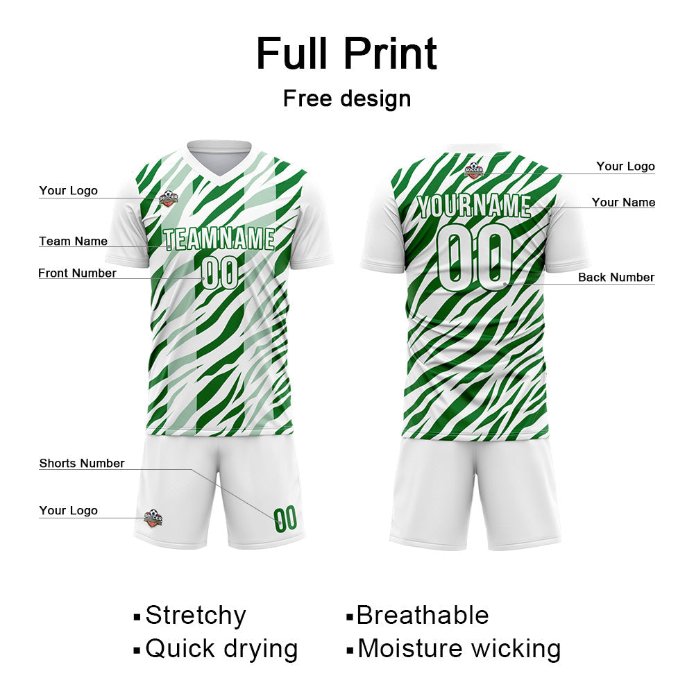 Benutzerdefinierte Fußball Trikots für Männer Frauen Personalisierte Fußball Uniformen für Erwachsene und Kind Grün-Weiß