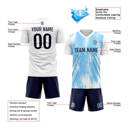 Benutzerdefinierte Fußball Trikots für Männer Frauen Personalisierte Fußball Uniformen für Erwachsene und Kind Hellblau