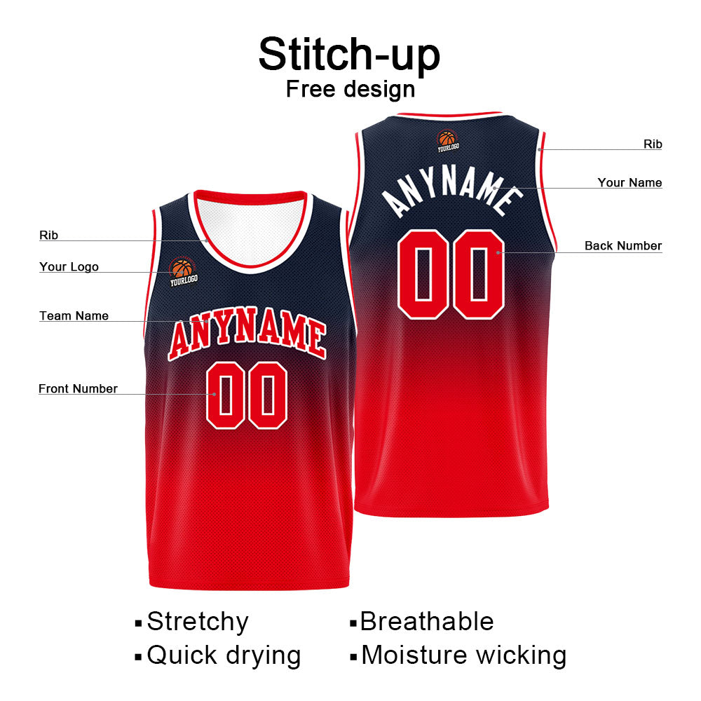 Benutzerdefinierte Basketball Jersey personalisiert genäht Name&Number&Logo Marine&Rot