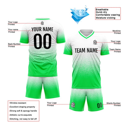 Benutzerdefinierte Fußball Trikots für Männer Frauen Personalisierte Fußball Uniformen für Erwachsene und Kind Keine grün&Weiß