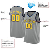 Benutzerdefinierte Authentisch Basketball Trikot Grau-Gelb-Marine
