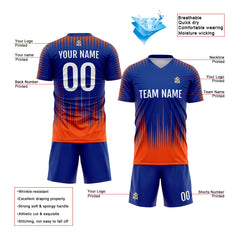 Benutzerdefinierte Fußball Trikots für Männer Frauen Personalisierte Fußball Uniformen für Erwachsene und Kind Royal&Orange