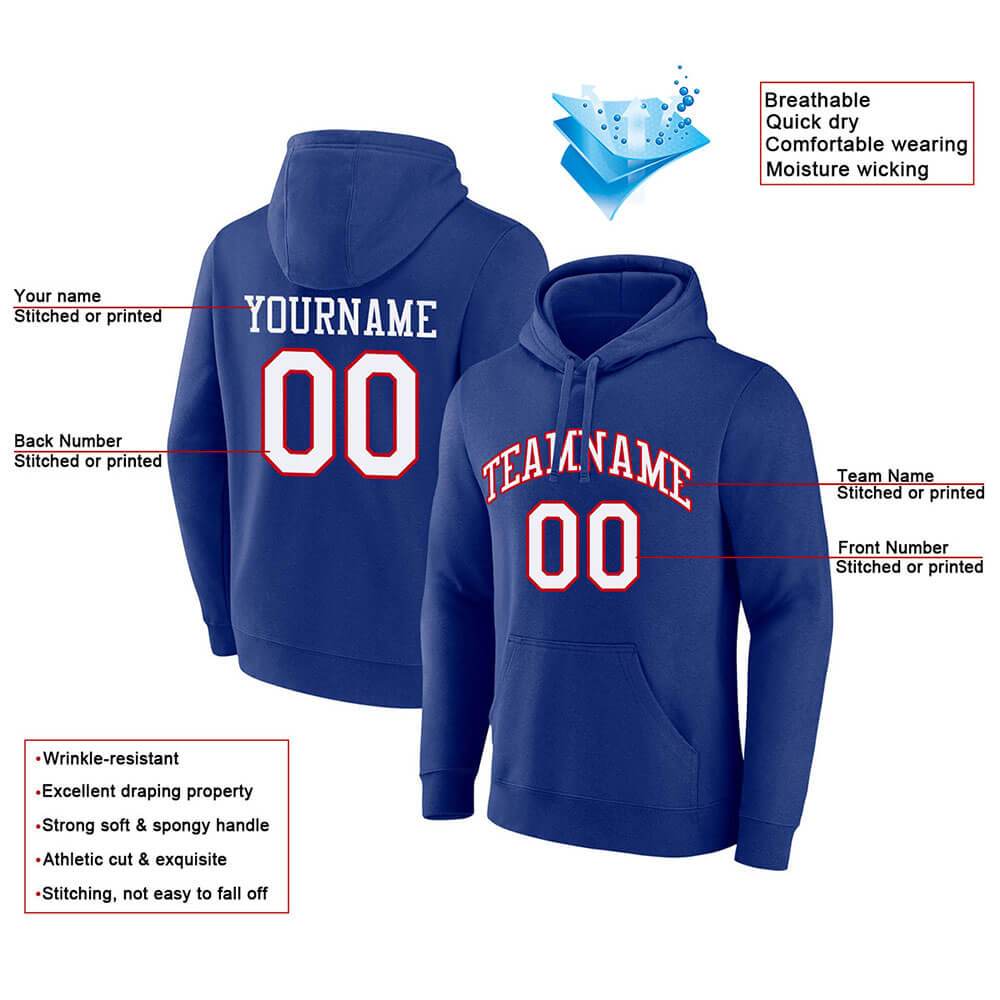 Benutzerdefinierte Authentisch Sweatshirt-Kapuzenpulli Grau-Blau-Rot