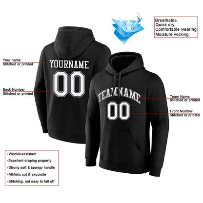Benutzerdefinierte Authentisch Sweatshirt-Kapuzenpulli Schwarz-Weiß-Grau
