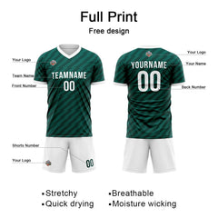 Benutzerdefinierte Fußball Trikots für Männer Frauen Personalisierte Fußball Uniformen für Erwachsene und Kind Dunkel Grün-Weiß