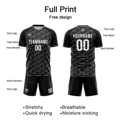 Benutzerdefinierte Fußball Trikots für Männer Frauen Personalisierte Fußball Uniformen für Erwachsene und Kind Schwarz-Dunkel Grau
