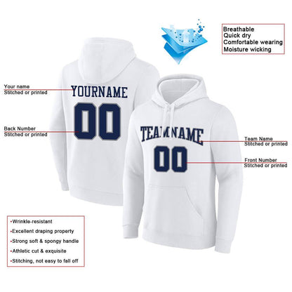 Benutzerdefinierte Authentisch Sweatshirt-Kapuzenpulli Weiß-Marine-Grau