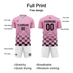 Benutzerdefinierte Fußball Trikots für Männer Frauen Personalisierte Fußball Uniformen für Erwachsene und Kind Rosa-Weiß