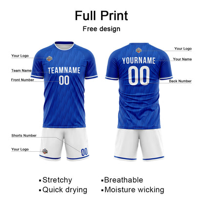 Benutzerdefinierte Fußball Trikots für Männer Frauen Personalisierte Fußball Uniformen für Erwachsene und Kind Royal-Weiß