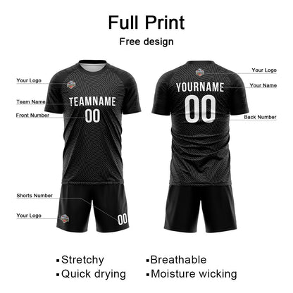 Benutzerdefinierte Fußball Trikots für Männer Frauen Personalisierte Fußball Uniformen für Erwachsene und Kind Schwarz